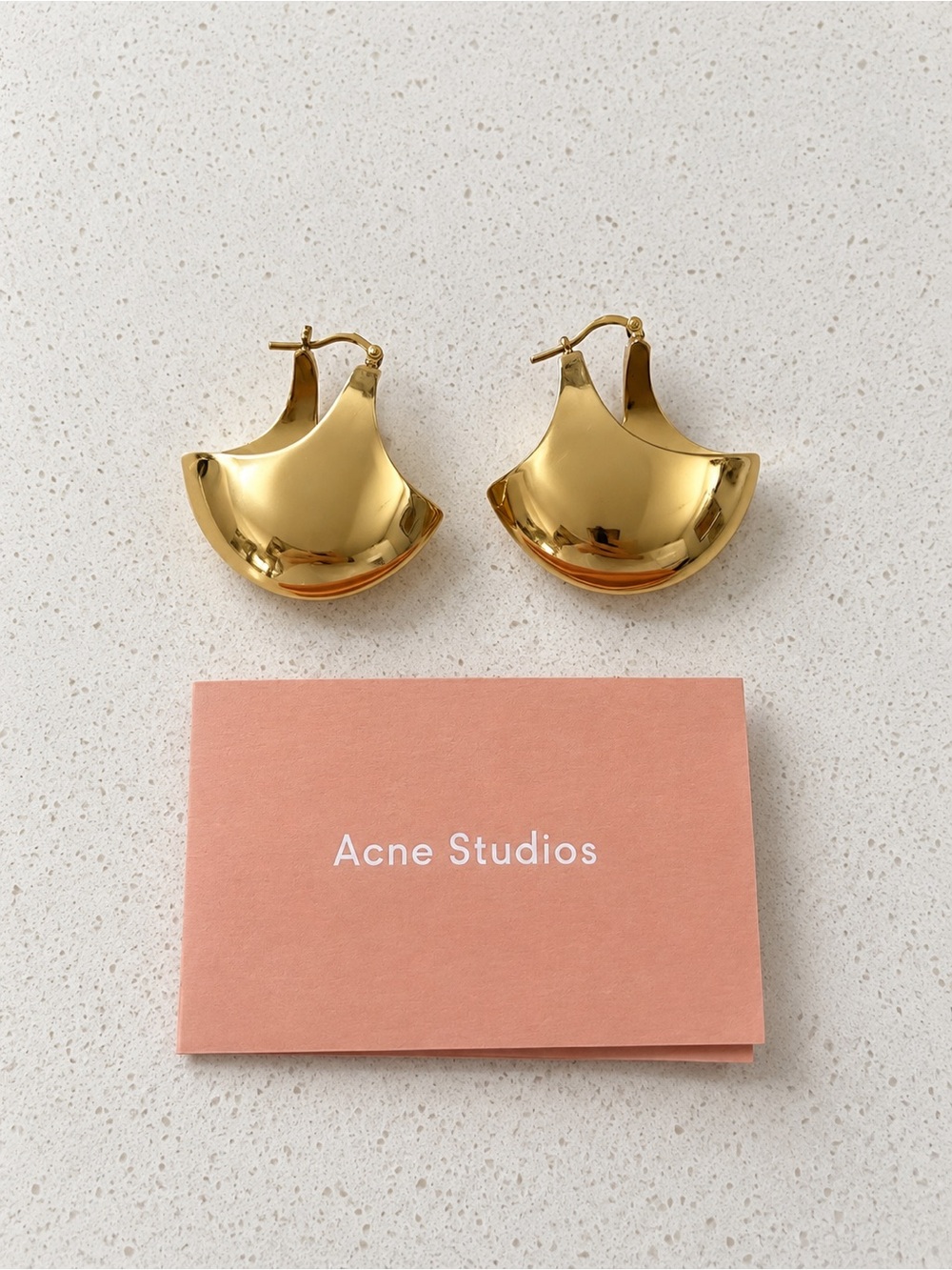 Acne Gold Sculpted Crescent Hoop Earrings